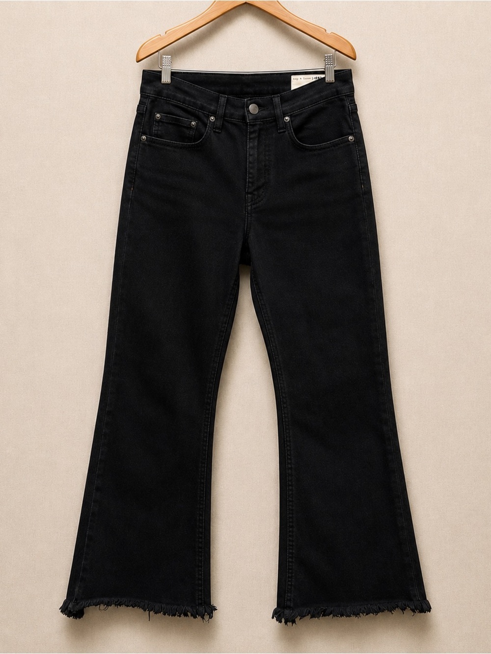 Rag & Bone 10” Crop Flare High Rise Kick Flare Black Jeans 30